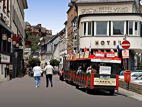 Miniature railway on starting point market place near the curch, � 1999, WHO