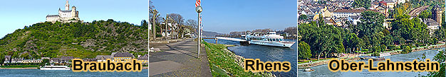Rheinschifffahrt Koblenz, Schloss Stolzenfels, Burgen-Rundfahrt Braubach, Marksburg, Lahnstein, Burg Lahneck, Spay, Rhens, Deutsches Eck, Festung Ehrenbreitstein, Vallendar